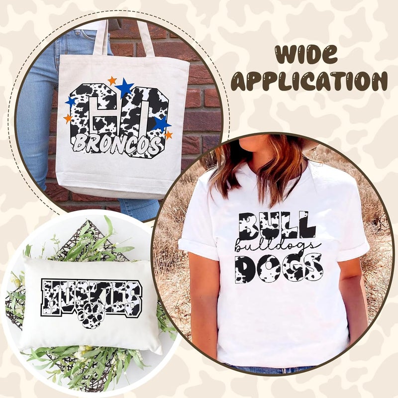 Tintnut Leopard Heat Transfer Vinyl- 12 x5ft Black and White Cow Patterned Iron on Vinyl for T-Shirts Clothing Bags Heat Transfer Vinyl for All Cutting Machine - Image 5